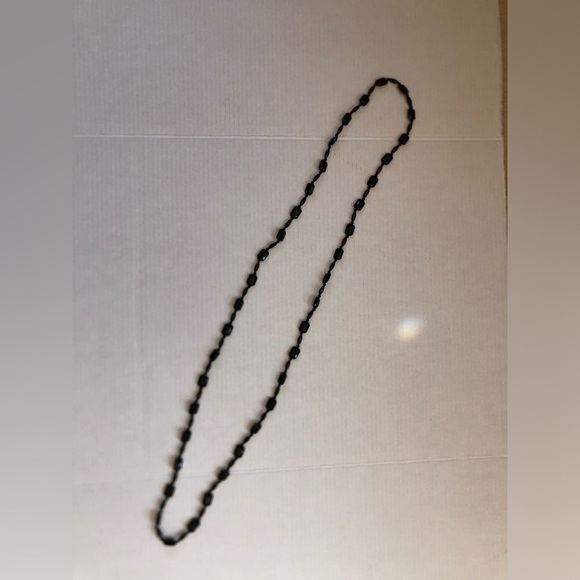 Vtg Black Faceted Flapper Length Necklace - Picture 4 of 12